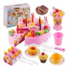 Venda quente crianças brinquedos de cozinha 75 pcs / conjunto de plástico corte de aniversário de corte de aniversário fingir jogar alimentos brinquedo educacional para crianças Set LJ201009