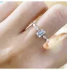 ELSIEUNEE 100% 925 Sterling taille émeraude simulé diamant bague de mariage mode bijoux fins cadeau pour les femmes en gros 211217