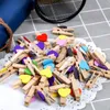 50pcs/lot Cute Colored Wood Clips Heart Shape Clothespins clip 3cm Mini photos clips Creative DIY hand drawing clips Paper Peg LX3406