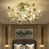 Postmodern Crystal Light Enkel Led Taklampa Vardagsrum Runda Led Crystal Lamp Bedroom Dining Room Ceramic Flower Ceiling Light För Hem