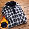 新しい冬のメンズプラスベルベット厚い暖かいシャツビジネスクラシックなファッション全てのマッチカジュアルチェックシャツ高品質ブランドトップスG0105