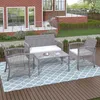 TOPMAX 4 Pieces Outdoor Furniture Rattan Chair & Table Patio Set Outdoor Sofa for Garden Backyard Porch and Poolside US stock a54