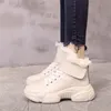 Donna Inverno Pelliccia Donna Chunky Platform Sneakers Combat Woman White Sneaker Stivaletti Anfibi Donna Y200115