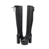 Women Winter Knee High Boots Platform High Heel Long Boots Round Toe Sexy Shoes bottes femme Black Thick Heels Shoes chaussures