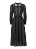 Elegancka dama See Seksowna Midi Lace Celebrity Party Dresses dla Kobiet 2022 Wiosna Vestidos Z Długim Rękawem Vintage Czarny Robe Femme