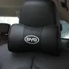 2 PC Coussin de repos de siège de voiture respirant en cuir véritable Appui-tête Oreillers de cou de voiture Logo personnalisé pour Lexus Jaguar Tesla Opel Audi benz