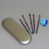 106-121mm vaxoljebehållare Dabber Tool Set Aluminium Box Förpackning Silver Rainbow Titan Nail Dabber Tool Silicone Jar Kit