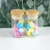 50PC 20ml Glass Bottle With Bamboo Lid Empty Bottles Liquorice Candy Saffron New Style Jars Vials Wholesale