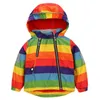 Gruesas chaquetas casuales para niños 12M-5Y Niños Rainbow Coats Boys Bomber Chaquetas Winter Baby Girls Windbreaker Boys Outerwears 201126