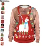 Ugly Christmas Sweater Men Women Crew Neck Xmas Sweaters 3D Funny Print Autumn Winter Holiday Party Sweatshirt Christmas Jumper