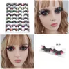 27 ~ 30 mm farbige 3D-Nerzwimpern, dramatisches, flauschiges Volumen, falsche Wimpern, Highlight am Ende, Cosplay-Kostüme, Vollstreifen-Wimpern, Make-up