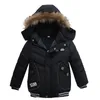 Enfants Down Winter Veste chaude avec fourrure bébé garçon fille solide pardessus à capuche veste d'hiver enfant vêtements manteau LJ201202