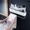 Caddy de chuveiro de banheiro Organizador de parede Mount shampoo rack com barra de toalha sem perfuração de acessórios de armazenamento de cozinha 220527