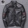 Harley Motorcykel Rider Jacket Mens Leather Jacket Människans äkta Cowhide Broderi Skull Leather Jacket Slim 2020