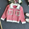 Ensemble de vêtements pour enfants, automne et hiver, pull en tricot à carreaux + jupe, vêtements à la mode pour enfants de 2 ans