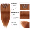 Peruviano 100% capelli umani vergini Clip dritta nelle estensioni dei capelli 12 # 16 # 27 # 33 # 99j Remy Clip On Silky Straight 14-24 pollici 70 g 100 g