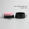 24 x 50g Travel Empty Black Pet Skin Care Cream Jar With Metal Lids with Insert 5/3oz Cosmetic Container Thread size 67mm