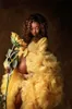 Ruffles Night Robe Yellow Maternity Dress for Poshoot or Babyshower Po Shoot Lady Sleepwear Bathrobe Sheer Nightgown7170648