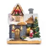 Decorazione natalizia Collezione Villaggio Costruzione di statuette Casa di Natale con Babbo Natale Illuminazione a LED Ornamento per camino domestico 211216