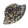 Nowa moda odwracalny Leopard Drukuj wiadro Kapelusze dla kobiet Ladies G220311