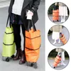 Modeväskor vikar handväska med 2 hjul Portabel vagn Vagnsmaterial Bagagebärare Storage