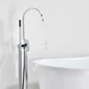 Kranar rozin badkar dusch kran krom fristående vattenfall kranar golvmonterad kall badblandare kran med handskor T200710