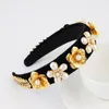 Vintage Hair Accessories Baroque Pearl Hair Band Floral Red Rhinestone Crystal Headband For Women Headdress Headpiece 24colors5001318