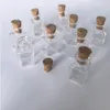 Mini frascos de vidro pingentes em forma retangular transparente com Cork Littles Jars para o presente 20pcs / lot Frete grátis