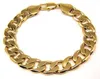 sólida moda ouro amarelo 18K cadeia cubano pulseira cheia para mulheres dos homens de comprimento 8,6 polegadas