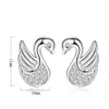 Kvinna mode örhängen 925 sterling silver nya smycken högkvalitativ kristall zircon swan form enkel och utsökt