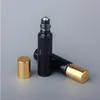 100 Teile/los 10 ml Ätherisches Öl Flaschen Nachfüllbar Schwarz UV Glas Parfüm Flasche Mit Metall Rolle Auf Leere Für Reisen