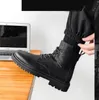 Homens Botas Inverno Lerther Bottias Soft Side Zipper High Top Legal Mens Preto Botão Moda Mootocicleta Estilo Tamanho 40-45 09