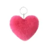25 Colors Hot Heart Shaped Popular Key Rings Imitated Rabbit Fur Ball Keychain Gift Rabbit Fur Pendant Fur Pom pom Accessory
