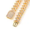 19mm Prong Cuban Chain Cubic Zircon Link Necklace Gold Plated Luxury Copper Micro Paved Jewelry Fashion Hiphop For Gift