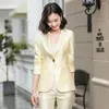 Formella enhetliga design Kvinnor Business Suits High Quality Fabric Pantsuits Ladies Office Work Wear Clothing Set Career Blazers1