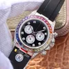 BL Top Quality 116595 RBOW CAL4130 Chronograph Automatyczne 116598 116599 Zegarek męski Rainbow Diamond Bezel 18K Gold Case Editio4826522