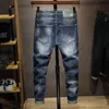Jeans da uomo Blu scuro Slim Straight Stretch Autunno Inverno Regular Fit Business Casual Pantaloni in denim da uomo Pantaloni lunghi Large Size 40 G0104