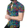 Adam Renkli Gömlek Yaz Hawai Kısa Kollu Erkek Düğmeler Rahat Gömlek Moda Baskı Plaj Bluz Tops En Kaliteli Streetwear Tops