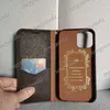 مصمم أزياء محفظة هاتفيات للهاتف iPhone 15 15pro 14 14pro 14plus 12 13 Pro Max Leather Card Pocket Cover Luxury Wost With Samsung S22 S23 Ultra