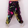 Barn vuxen godis färger sweatpants personlighet casual doodle vår sommar byxor lös dans kostym harem hip hop pants lj201019