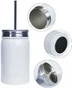 DHL Sublimation Blank Mason Jar Tumbler 17oz Wide Bouche Couvercle en acier inoxydable paille de boisson réutilisable Tasses de voyage de lait FY5078 EE