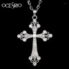 Pendentif Colliers Gros-Grand Argent Croix Collier Cristal Strass Longue Chaîne Pour Femmes Hip Hop Bijoux De Mode Nke-h771