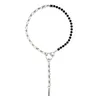 Londany Black Rhinestone Chain Tassel Kort Halsband Armband Set Kvinnor Metallstygn Kall Vindhalsband1