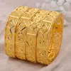 Bangle 24k Dubai 4Pcs/lot Gold Color Bangles For Women Bride Wedding Ethiopian Bracelet Africa Arab Jewelry Charm Bresslate