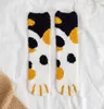 Mode doux 3d corail polaire chaussettes mignon chat griffes chaussettes courtes dessin animé drôle Animal patte chaussette femmes moelleux flou chaud épais pantoufle chaussettes