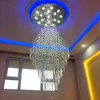 Wysokiej jakości Crystal K9 Spiral Schody Villa Lampy sufitowe LED Nowoczesne Warstwy Piramida Lampy Penthouse Żyrandole Plafonl