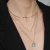 Jóias Presente bonito jóias Natural Turquoise Carta Multi-camada empilhadas Declaração elegante colar de pingente da fêmea do partido na moda presente