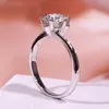 Anneaux de mariage Pur 18K Or Blanc 1ct 2ct 3ct Luxe Bague de forage à une rangée Bague en diamant Bague d'anniversaire de fête de mariage 220829