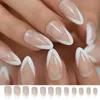 False Nails 24st/Box Women Fashion Löstagbar French Almond Wearable Fake Full Cover Nail Tips Press On Prud22