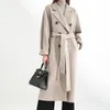 Kvinnor Elegant Vinter Cashmere Overcoat Lång Bandage Woolen Coat Cardigan Lös plus Storlek Abrigos Mujer Manteau Femme Hiver LJ201202